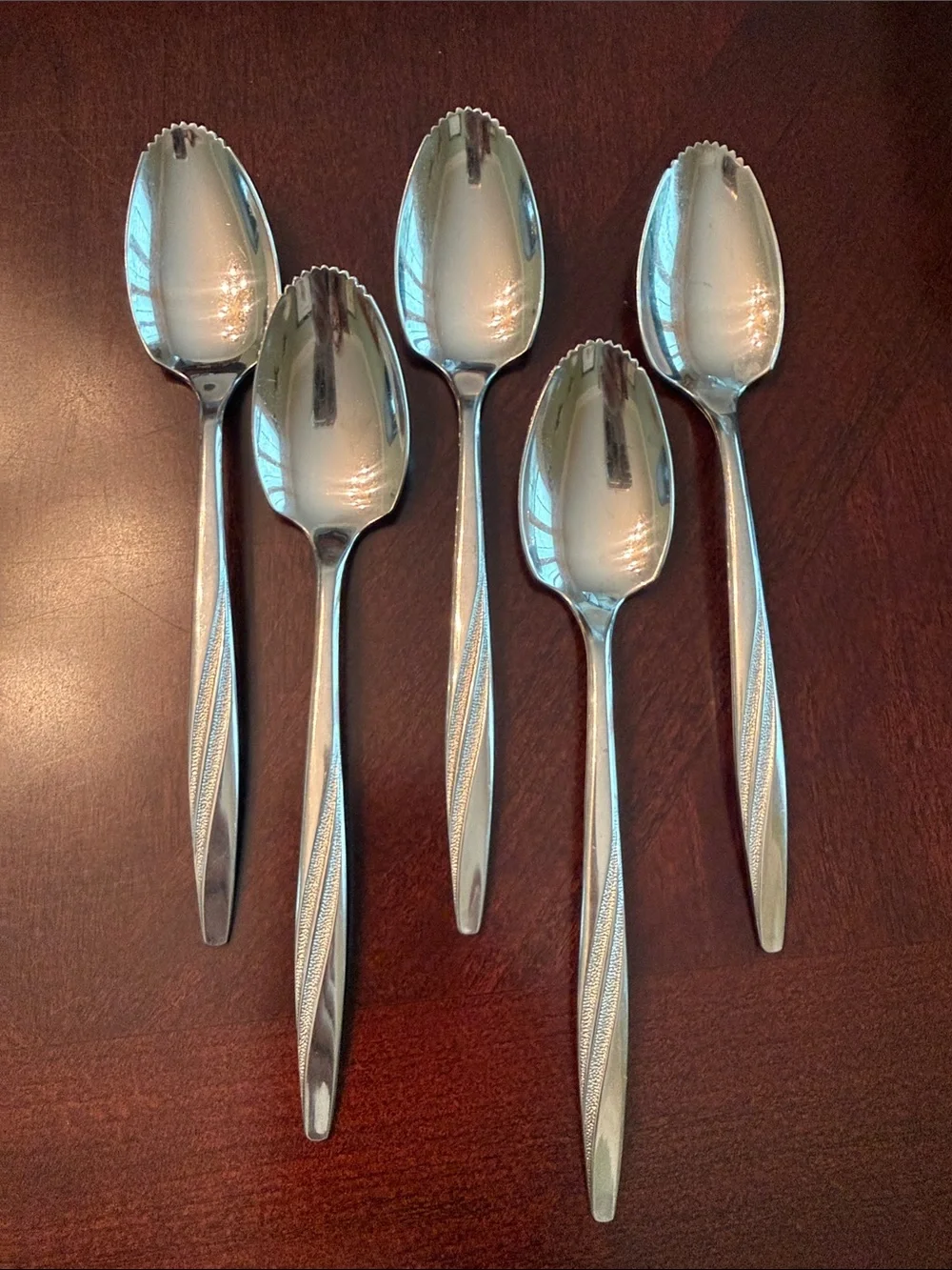 International Silver American Flair Stainless Grapefruit Spoons- Set of 5 spoons